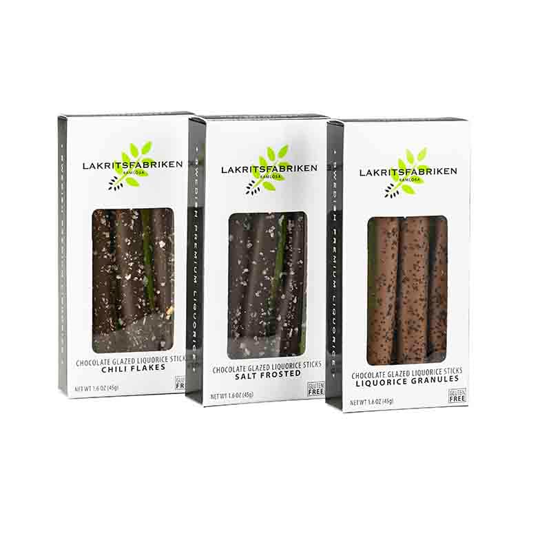 Chokoladestænger med lakrids fra Lakritsfabriken