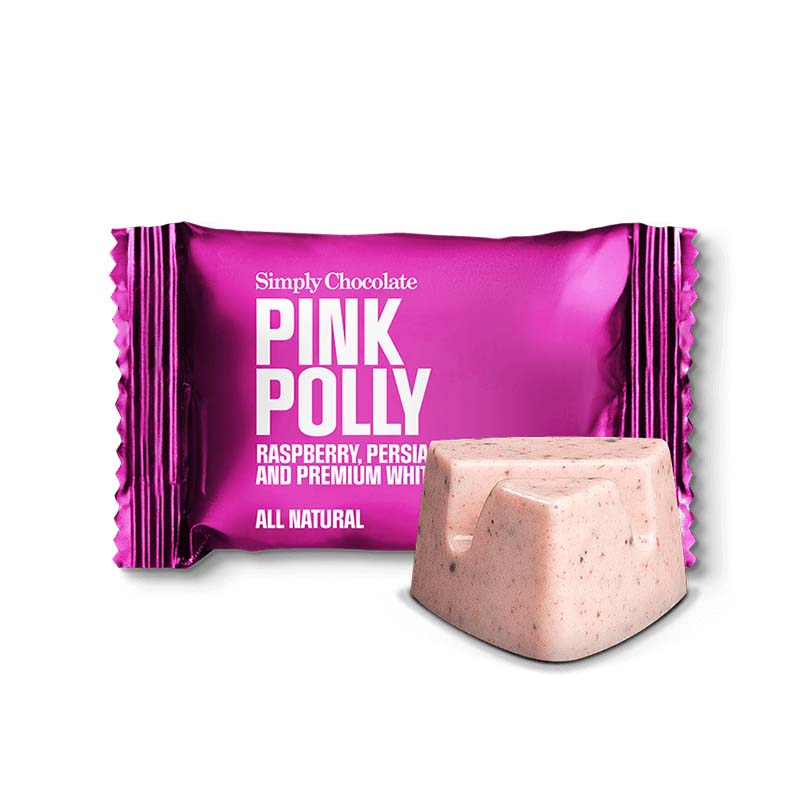 Se Simply Chocolate - Mini Pink Polly Flowpack hos Kun Det Bedste